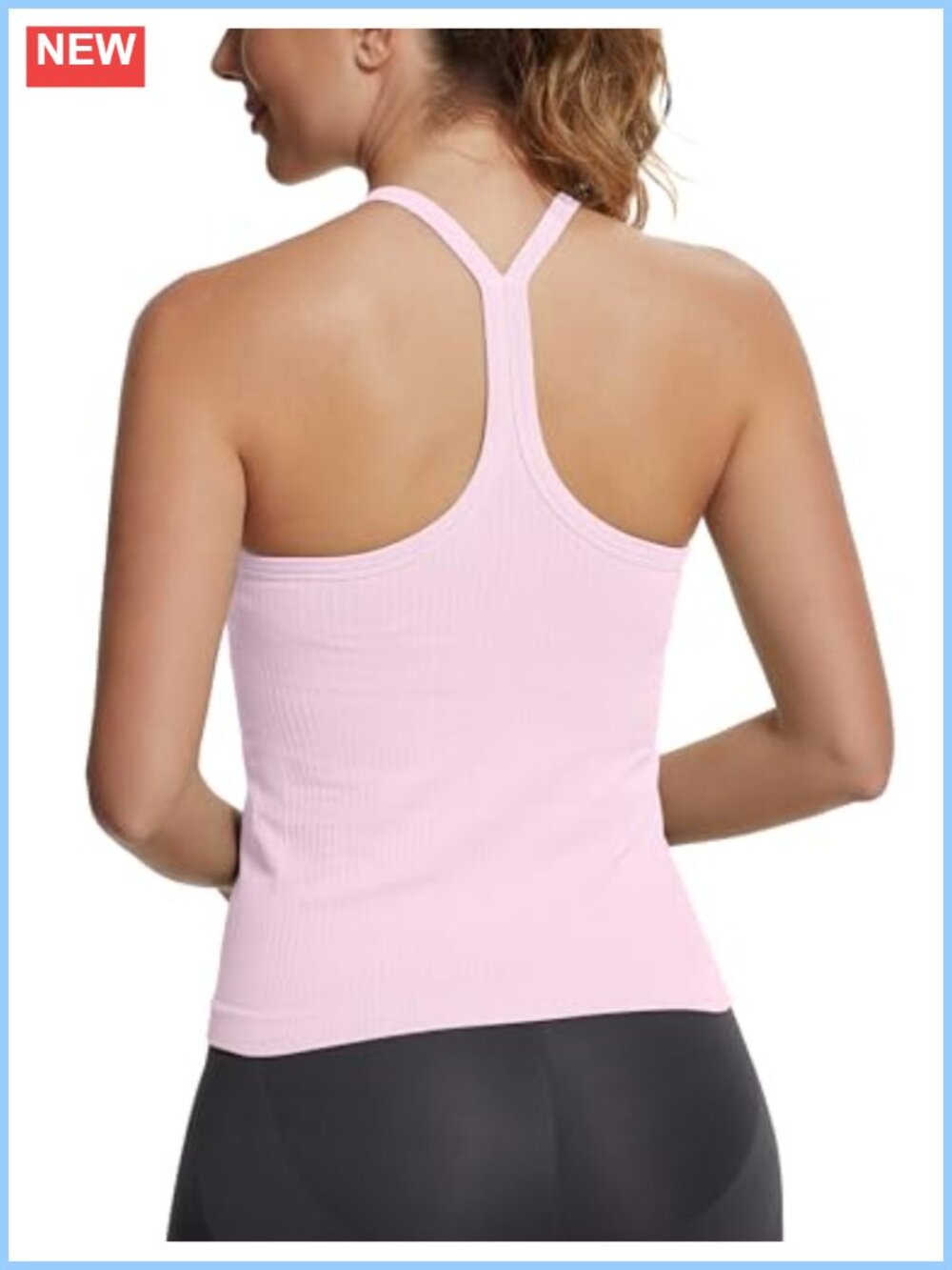 Seamless Racerback Tank Top with Built in Bra